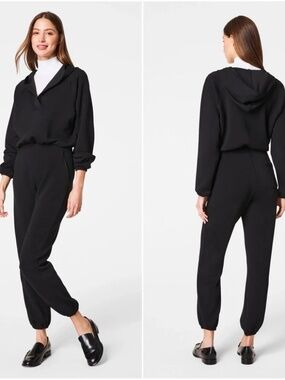 SPANX Black Hooded Jumpsuit